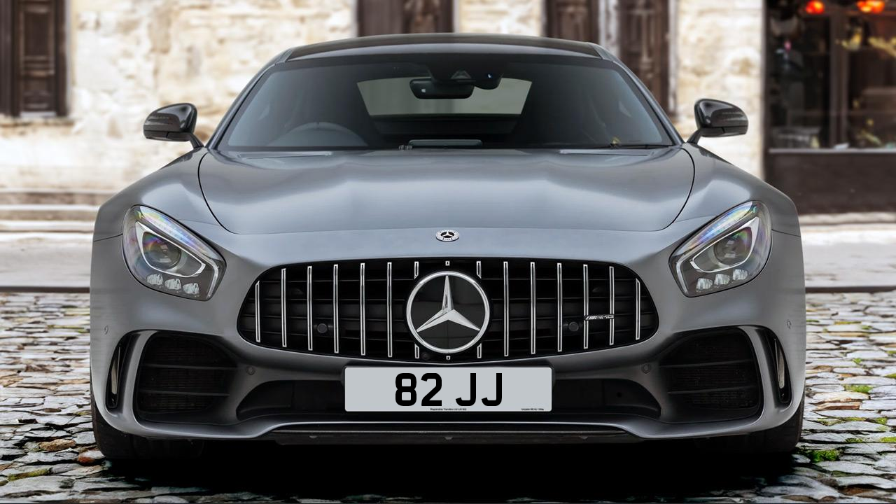 A Mercedes-Benz AMG GTR bearing the registration 82 JJ